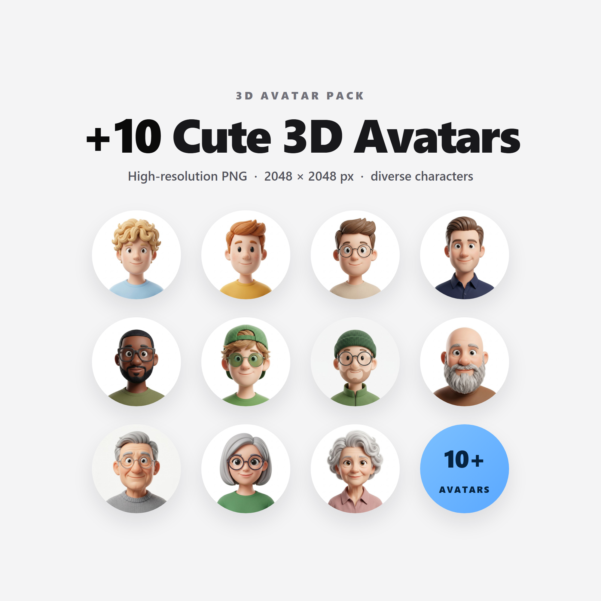 Cute 3D Avatars - High-Res PNG Pack