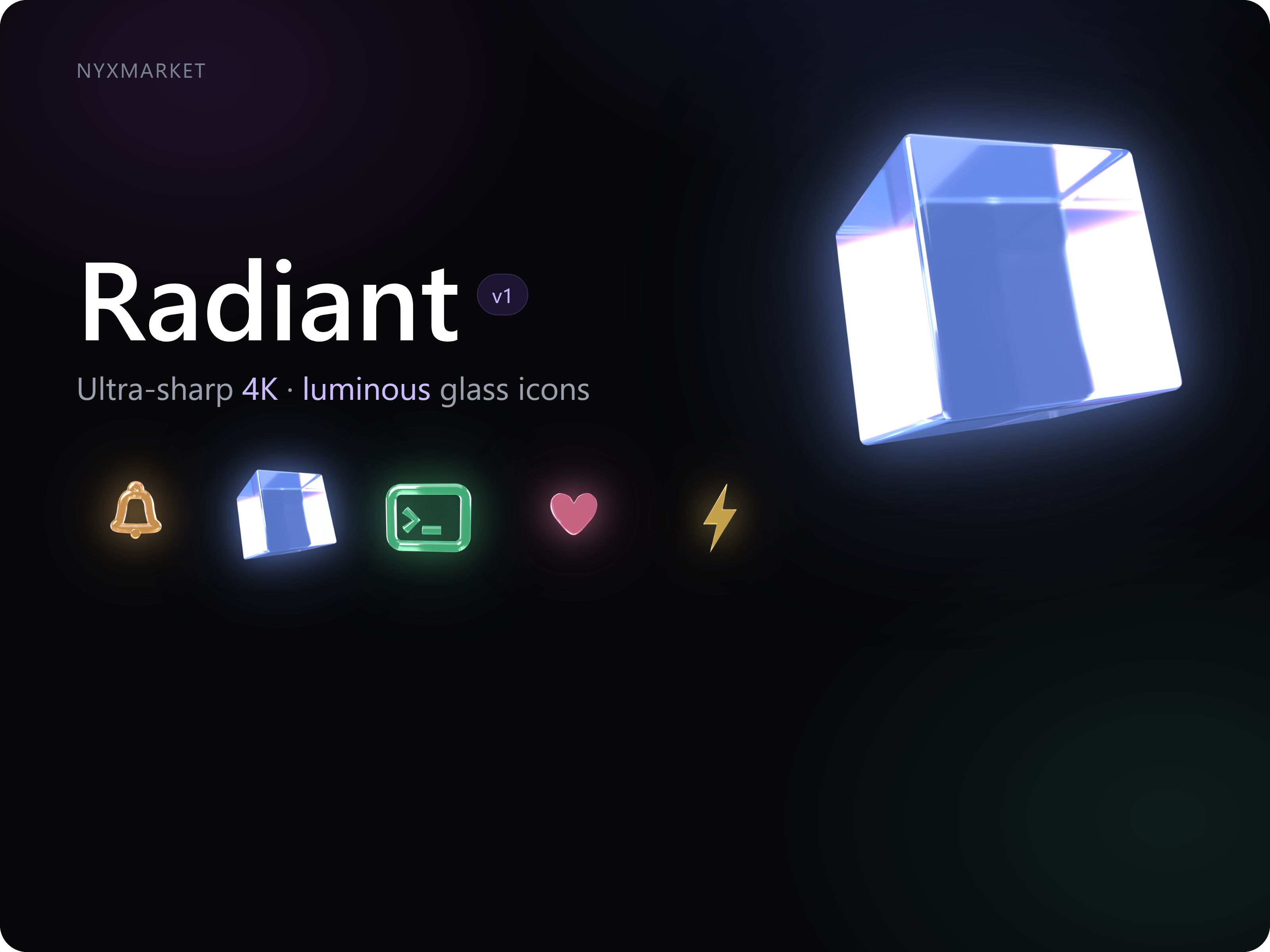 Radiant — 47 Premium 3D Glass Icons